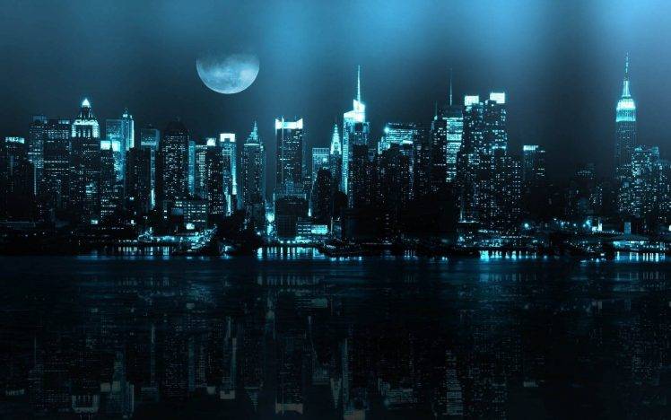 night, Cityscape, Reflection HD Wallpaper Desktop Background