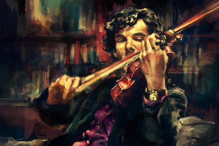 Sherlock Holmes, Violin, Benedict Cumberbatch HD Wallpaper Desktop Background