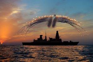 Type 45, Ship, Navy, Destroyer, Royal Navy, Flares