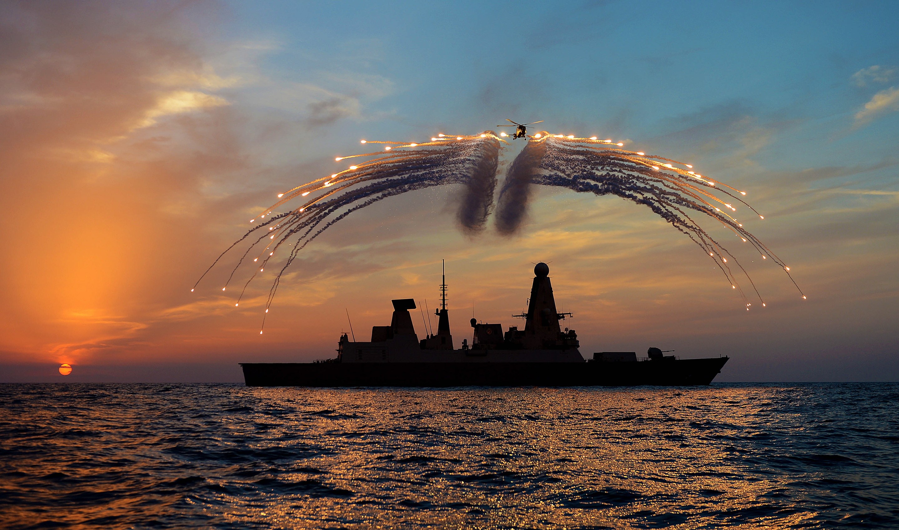 Type 45, Ship, Navy, Destroyer, Royal Navy, Flares Wallpaper