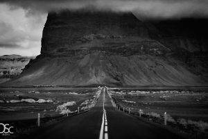 road, Cliff, Desert, Monochrome