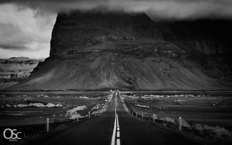 road, Cliff, Desert, Monochrome HD Wallpaper Desktop Background