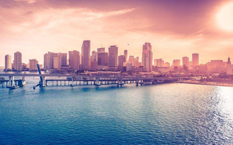 skyscraper, Miami, City, Bridge, Cityscape, Building HD Wallpaper Desktop Background