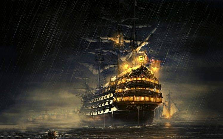navy, Royal Navy, Sailing Ship, Sea, Rain, Manowar, Ship, Water HD Wallpaper Desktop Background