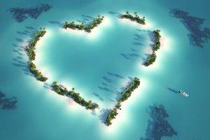 hearts, Island, Aerial View, Sea