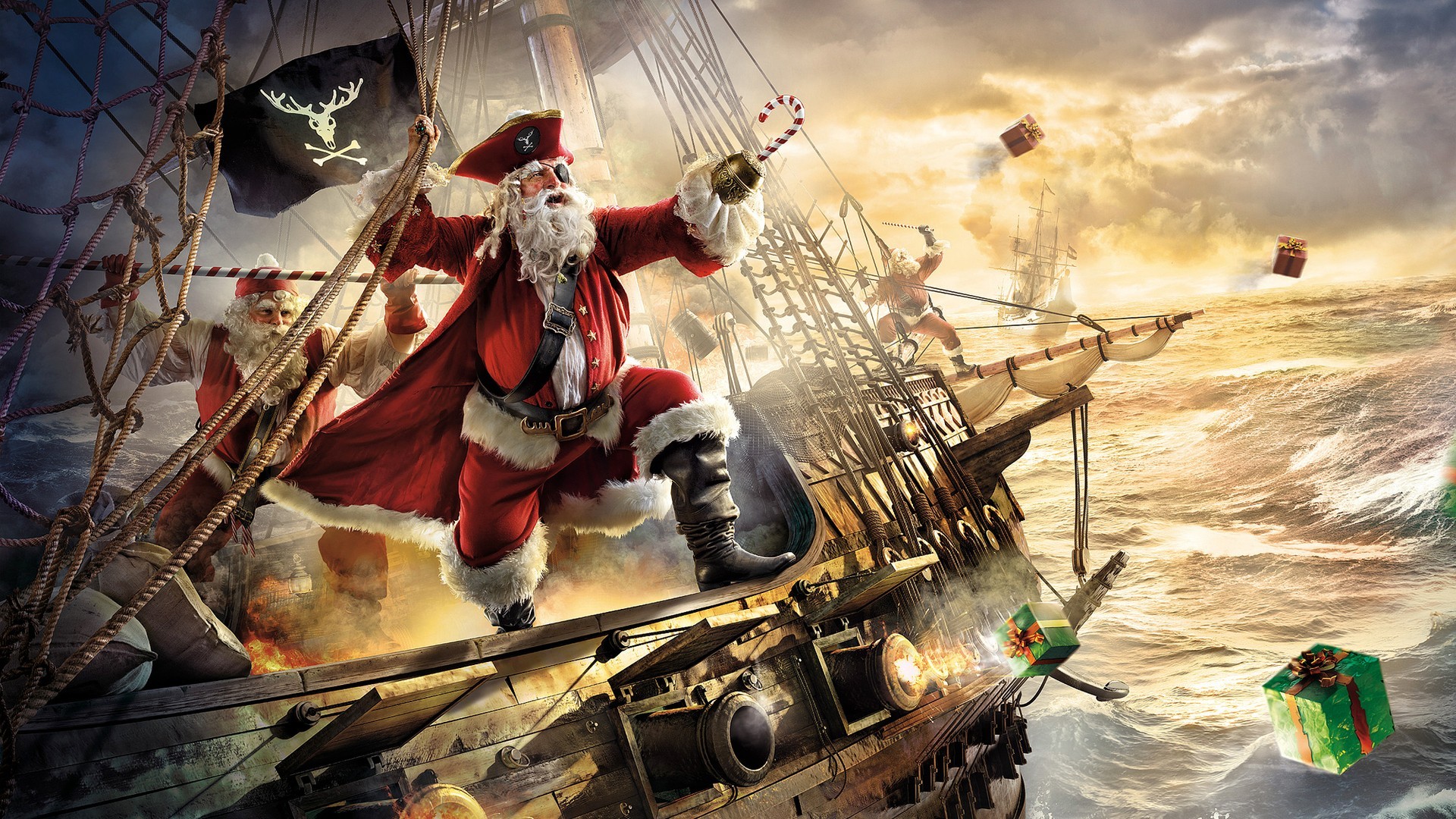 Noel, Boat, Santa, Santa Claus Wallpaper