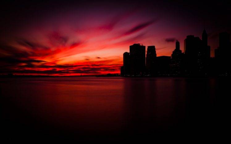 sky, Manhattan, Sunset HD Wallpaper Desktop Background