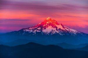 mountain, Sunset