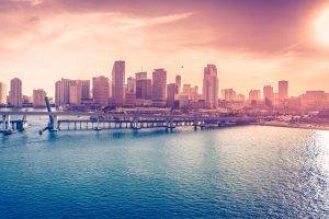 Miami, USA, City, Bridge, Sky, Sea