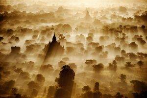 sun Rays, Bagan, Temple, Artwork