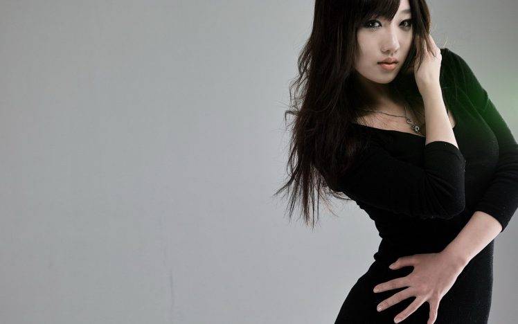 women, Asian, Black Dress HD Wallpaper Desktop Background