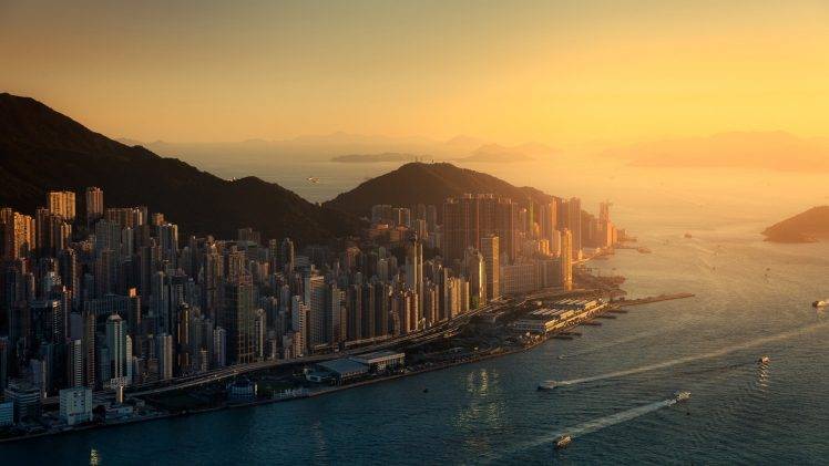Hong Kong, Cityscape, Skyscraper, City, Sunset HD Wallpaper Desktop Background