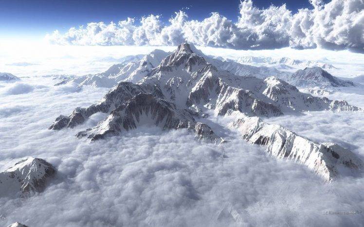clouds, Mountain, Sky, Snow, White HD Wallpaper Desktop Background