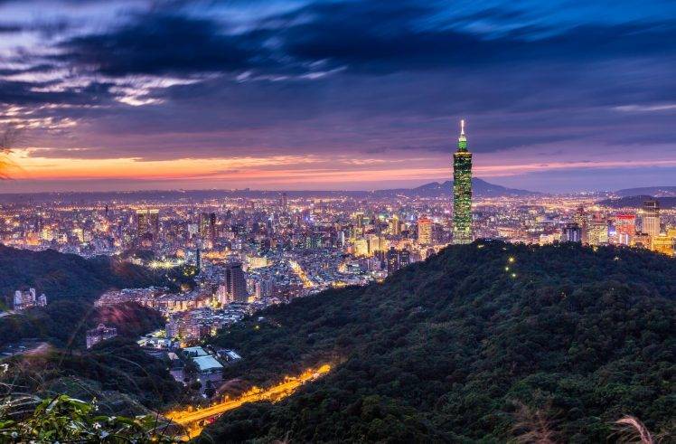 city, Cityscape, Taipei 101, Building, Lights, HDR HD Wallpaper Desktop Background