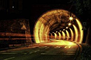 tunnel, Road, Night