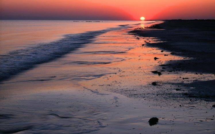 sea, Briny, Water, Sunlight, Sunset, Beach HD Wallpaper Desktop Background