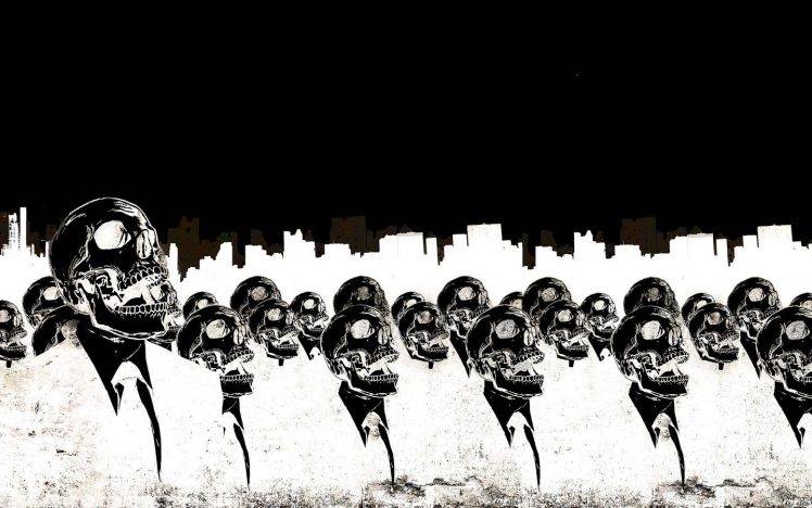 artwork, Skull, Black, White, Death, Minimalism, Suits, Alex Cherry, Inverted HD Wallpaper Desktop Background
