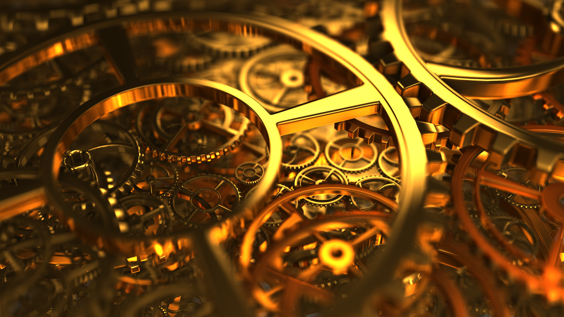 clockwork, Gold, Gears, Macro Wallpaper