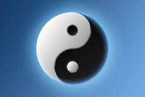 Yin And Yang, Symbols, Blue Background