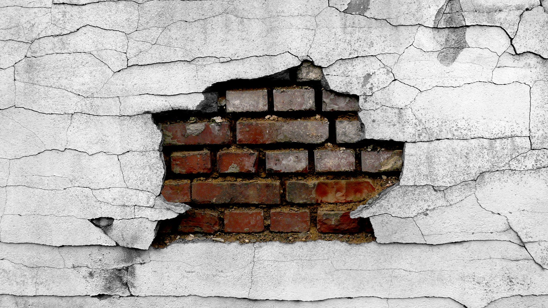 cracked, Bricks, Broken Wallpaper