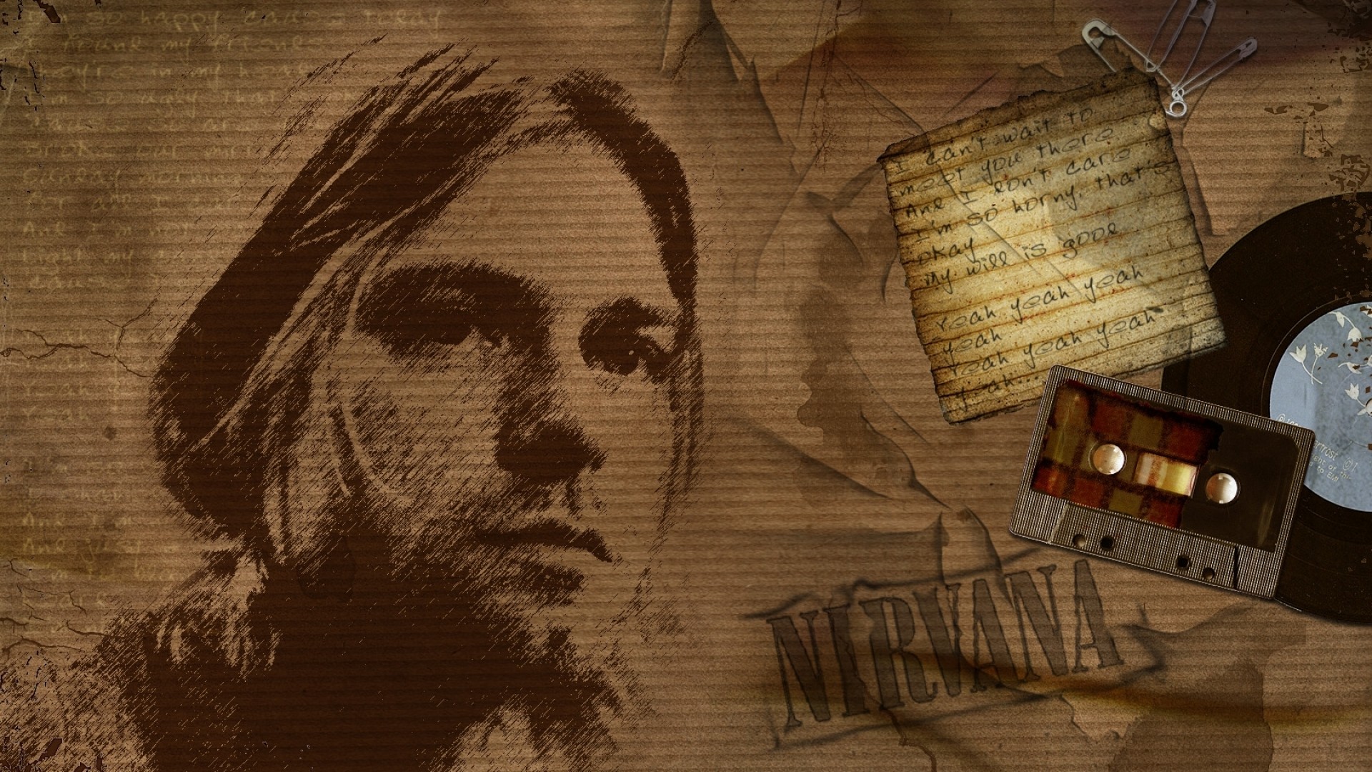 Kurt Cobain, Nirvana, Paper Wallpaper