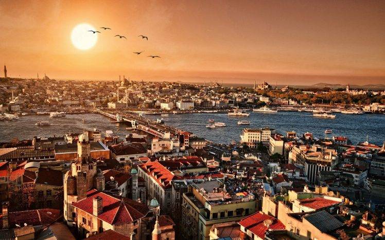 cityscape, City, Sunset, Building, Bridge, Istanbul HD Wallpaper Desktop Background