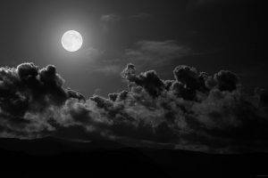 monochrome, Clouds, Moon, Night
