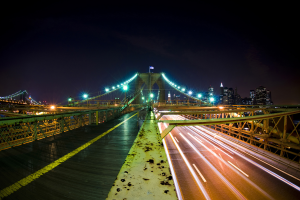 bridge, Long Exposure, Wet, Rain, Lights, Light Trails, New York City