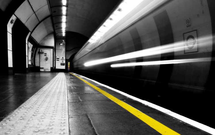 subway, Long Exposure, London, Selective Coloring, Light Trails HD Wallpaper Desktop Background