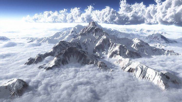 mountain, Clouds, Snow HD Wallpaper Desktop Background