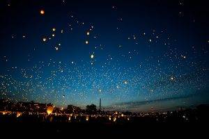 sky Lanterns, Floating, Night, Glowing