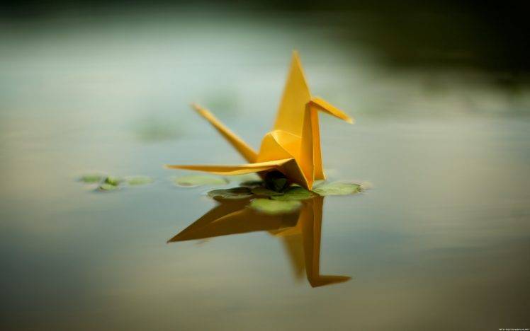 origami, Paper Cranes, Reflection, Water HD Wallpaper Desktop Background