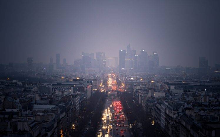 city, Cityscape, Evening, Lights, Rain, Rainbows, Paris HD Wallpaper Desktop Background