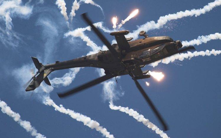 Boeing AH 64 Apache, Helicopters, AH 64 Apache, Airshows, Flares HD Wallpaper Desktop Background