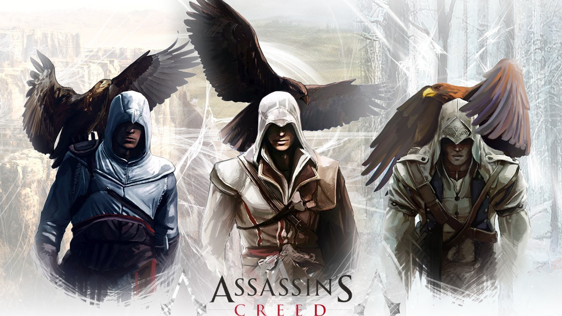 Assassins Creed, Altaïr Ibn LaAhad, Conner Kenway, Assassins Creed 2, Assassins Creed 3, Hawks, Eagle Wallpaper