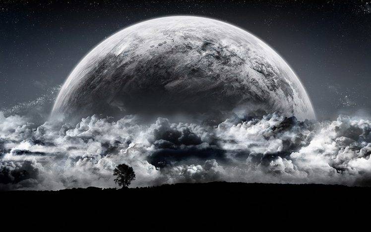 moon, Monochrome HD Wallpaper Desktop Background