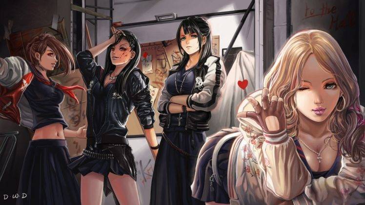 jacket, Skirt, Cleavage, Anime Girls, Majisuka Gakuen, Anime HD Wallpaper Desktop Background