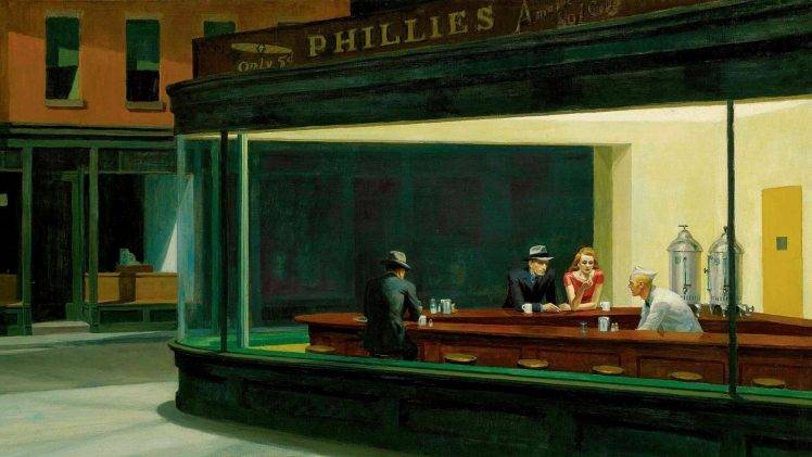 artwork, Painting, Diner, Edward Hopper, Classic Art, Nighthawks