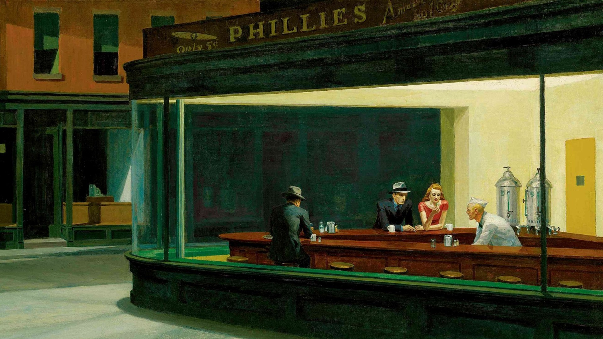 artwork, Painting, Diner, Edward Hopper, Classic Art