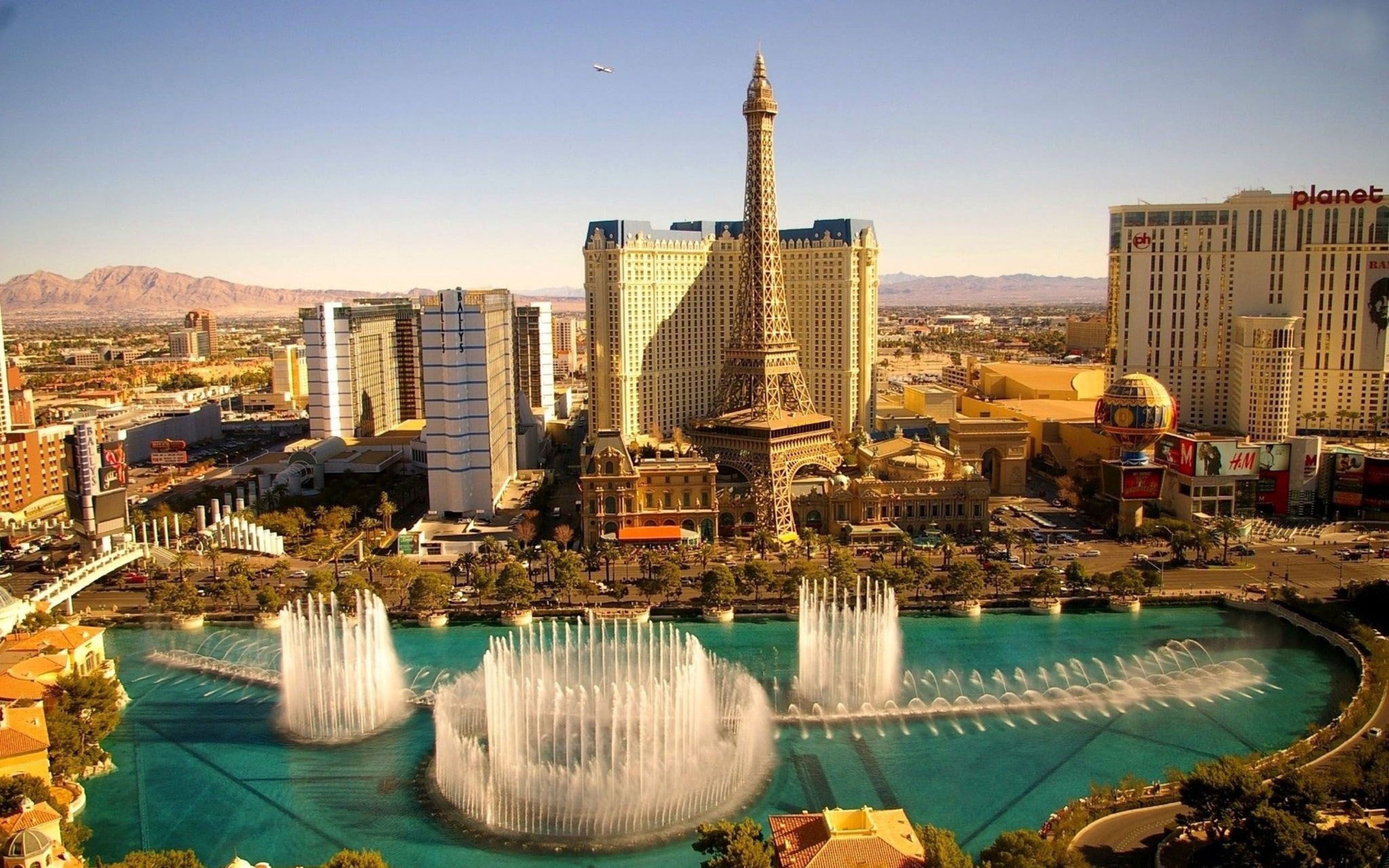 Las Vegas, Hotels, Fountain, Cityscape, Eiffel Tower Replica Wallpaper
