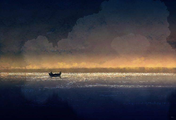 boat, Painting, Sea HD Wallpaper Desktop Background