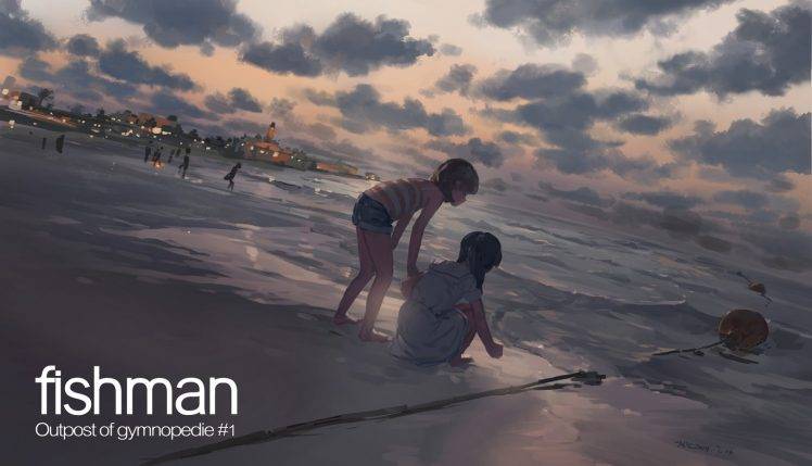 beach, Anime Girls, Artwork, People HD Wallpaper Desktop Background