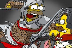 The Simpsons, Homer Simpson, Ned Flanders, Assassins Creed