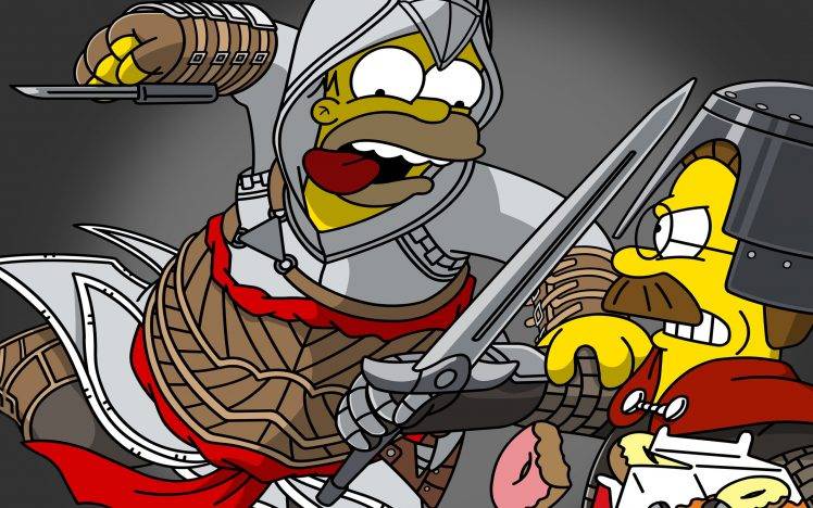 The Simpsons, Homer Simpson, Ned Flanders, Assassins Creed HD Wallpaper Desktop Background