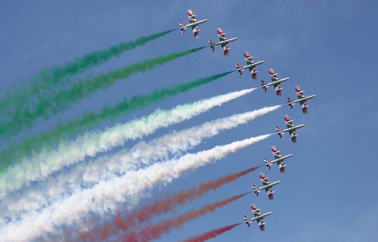 Frecce Tricolori, Aermacchi MB 339, Italian Air Force HD Wallpaper Desktop Background