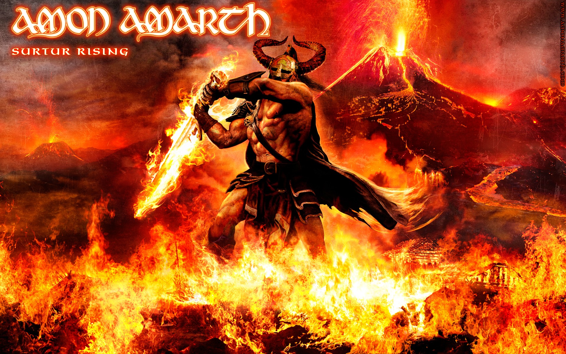 music, Metal Music, Amon Amarth, Vikings, Heavy Metal, Fire, Lava, Vulcano, Horns Wallpaper