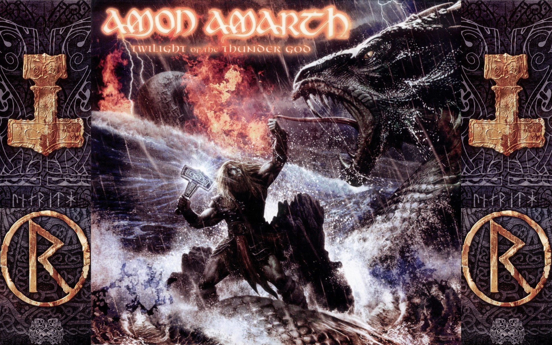 music, Metal Music, Amon Amarth, Vikings, Heavy Metal, Fire, Dragon, Thor, Hammer Wallpaper