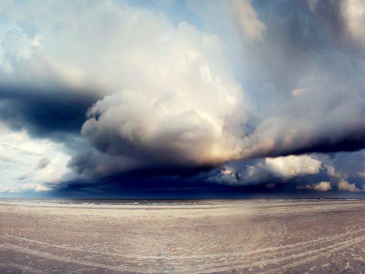 anime, Sky, Sea, Storm, Beach, Clouds HD Wallpaper Desktop Background
