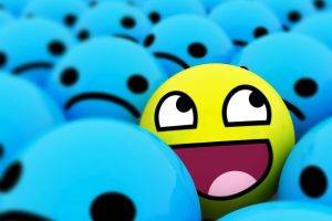 happy Face, Blue, Yellow, Awesome Face