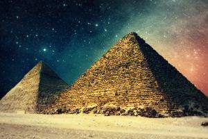 pyramid, Stars, Desert